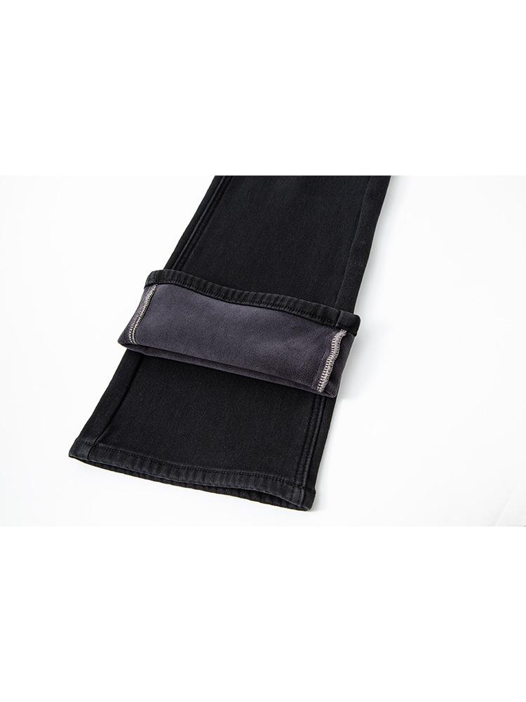 2025 Women's High-Waist Black Winter Slim Fit Flare Jeans - Warm, Comfortable, High-Grade Fabric with Long Pants