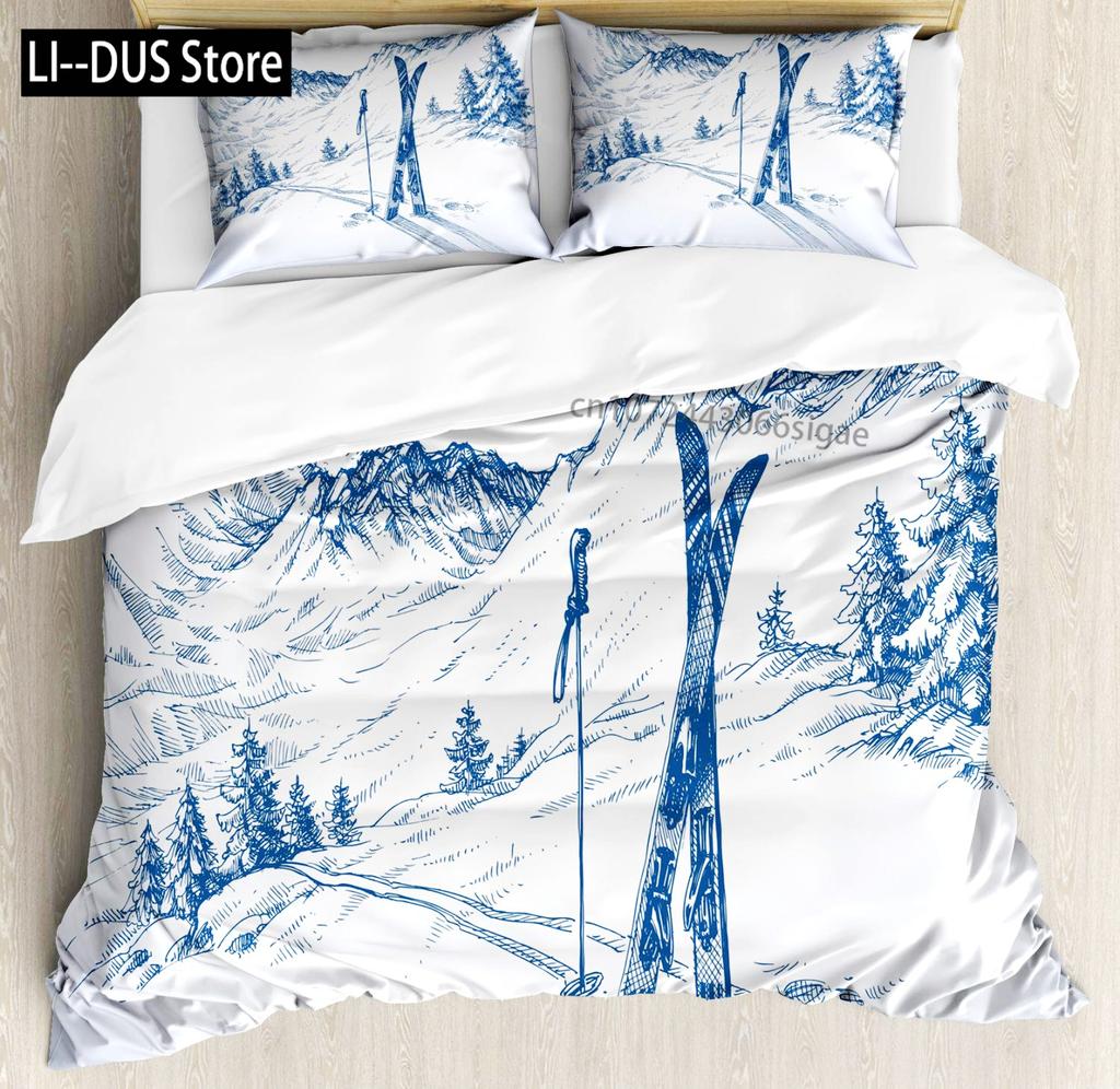 Snow Christmas Duvet Cover Set Decorative 3 Piece Bedding Set With 2 Pillow Shams Single King Queen Twin Size Bed Collection