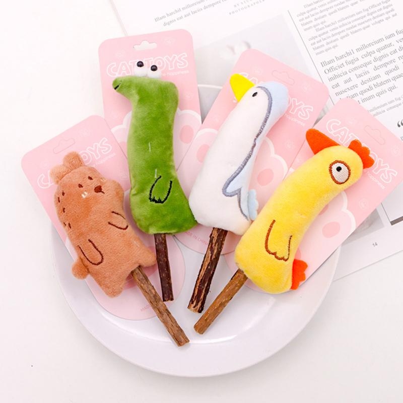 Pp Cotton + Mutianli Cat  Teeth  Cleaning  Snacks  Toys Colorful Cute Cartoon Shape Catnip Molar