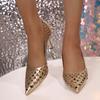 Fashion Sexy High Heels for Women Stiletto Pointed  High Heels Shiny Pumps 2025 Summer New Pointed-toe Openwork  Shoes