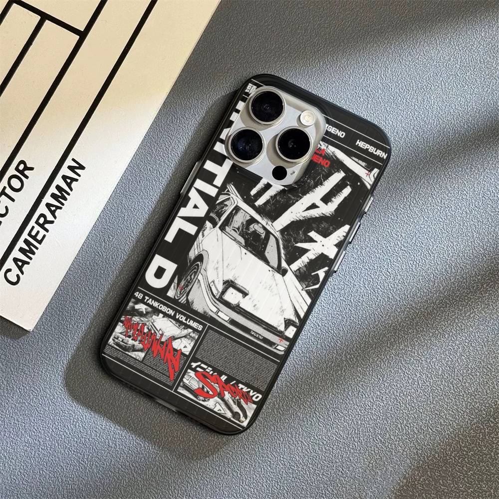 Racing Anime Initial D For IPhone 16 15 11 12 13 14 17 Pro Max PLUS Pro Soft Corrugated Silicone Back Phone Case