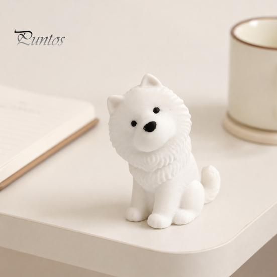 Desktop Decoration for Dog Lovers Cute Sitting Samoyed Figurine, 3D Printed Smiling Puppy Statue, Healing Small Collectible Animal Ornament