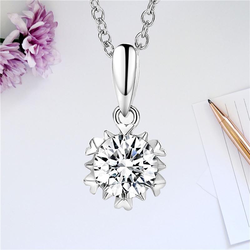CC Pendant For Women No Chain Silver Color Trendy Jewelry Snowflake 1ct White Cubic Zirconia Flower Necklace Pendants CCN267