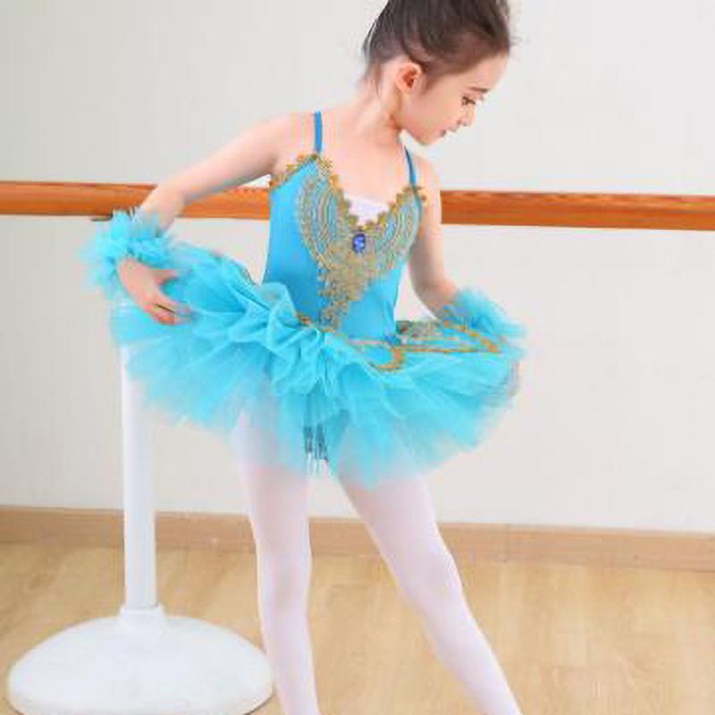 Dziewczęca sukienka baletowa Kostium taneczny Konkursowa sukienka gazowa Niebieska Biała Różowa Fioletowa Czerwona