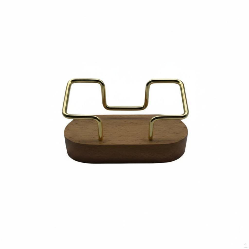 Geometric Hardwood Business Card Holder, Walnut & Beech, Single Tier, Large Capacity Desktop