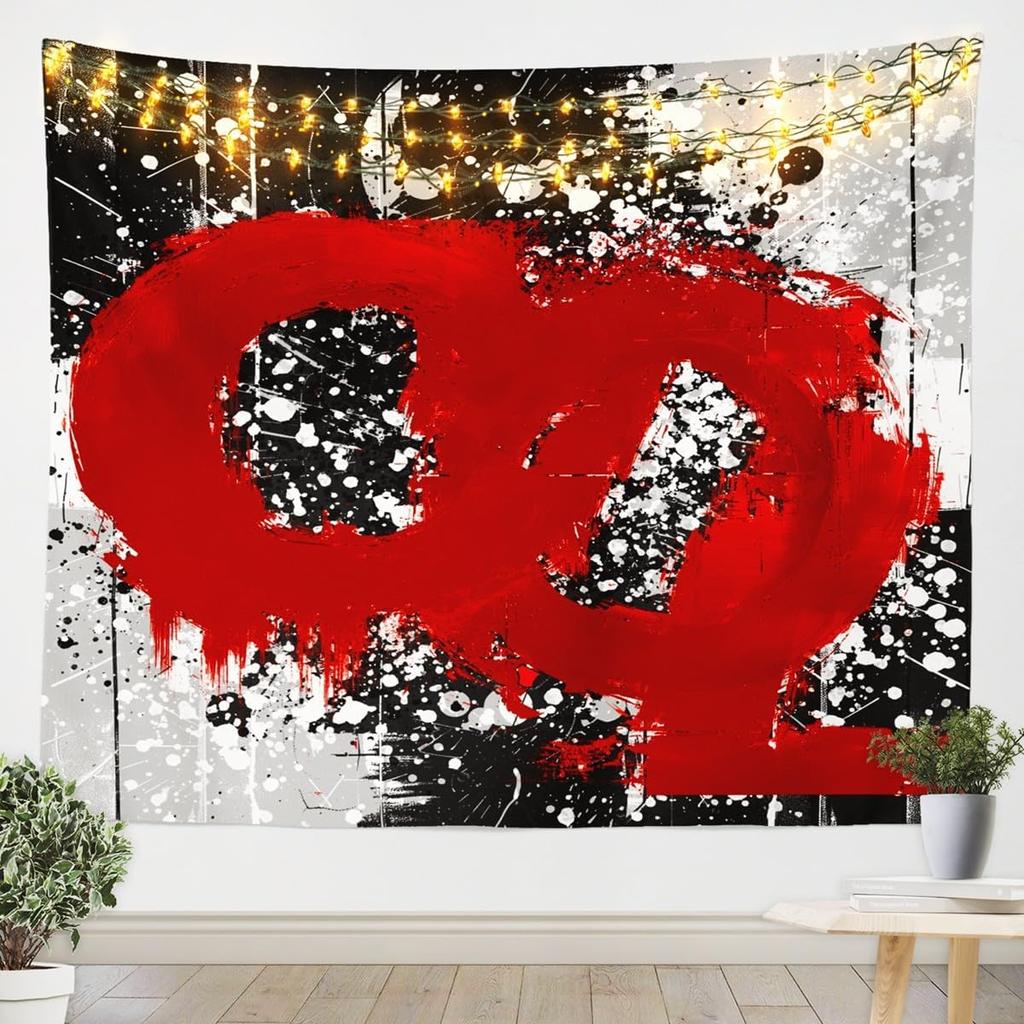 Purple Black White Tapestry Size Kids Abstract Geometric Wall Art for Boys Girls Teens Modern Minimalist Wall Hanging Blanket