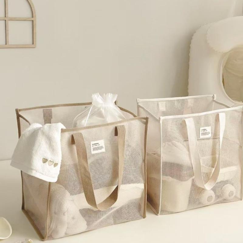 Transparent Mesh Beach Tote Bag Carry All Large Capacity Lightweight Women Storage Bag for Swimming Gym Beach Trips