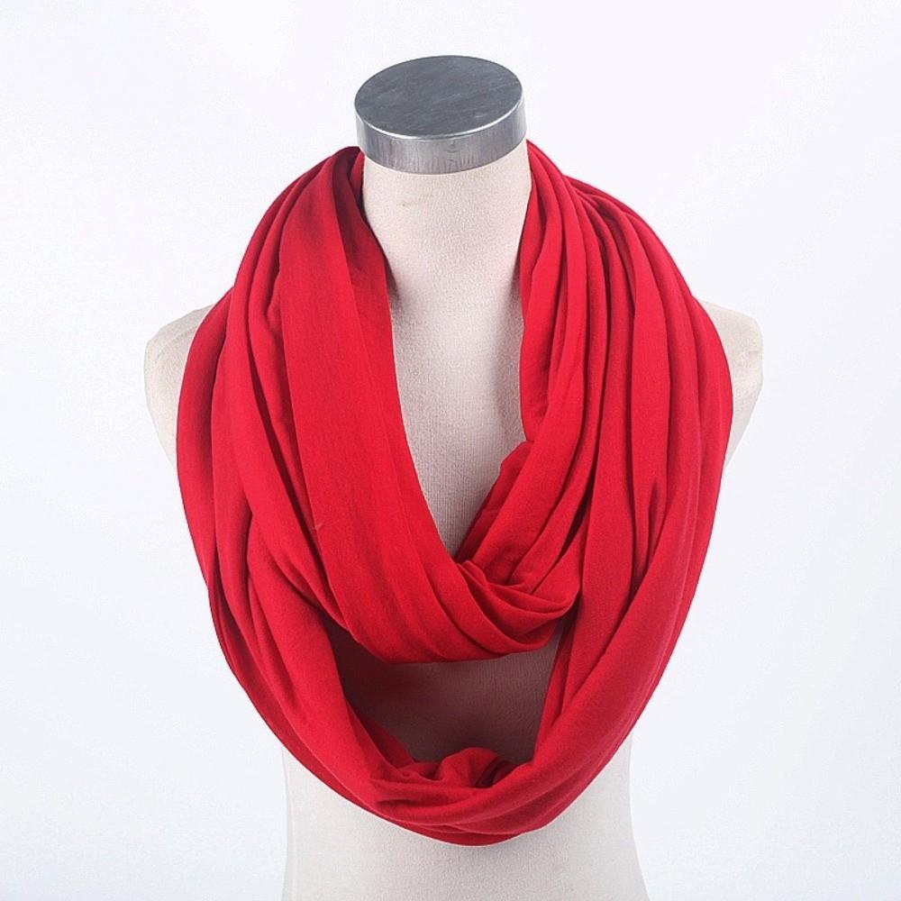 Soft Infinity Scarf Solid Color Loop Scarf Fashion Circle Scarf  for Women