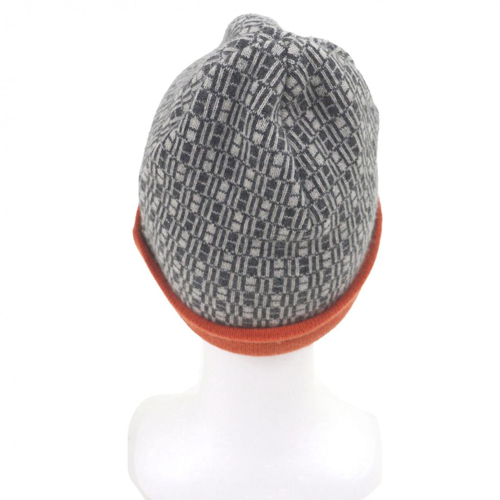 Great HERMES Knit Cap Margiela-era H Logo All-over Beanie Gray Mens Used