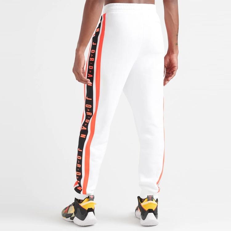 Men's Air Jordan Printing Pattern Loose Fleece Lined Sports Pants/Trousers/Joggers White BQ5664-100