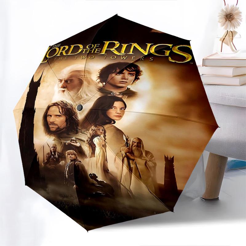 1pc Lord of the Rings Two Towers Automatic Folding Umbrella - Compact 8-Rib Design, Durable Plastic & Iron1125L