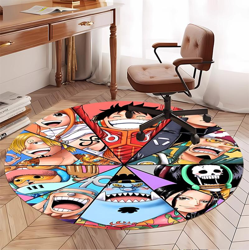 One Piece Pattern Round Rug, Indoor/Outdoor Mat, for Picnic, Gameroom, Bedroom, Office, Living Room, Home Decor Carpet, Birthday Gift