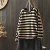 Sweatshirt for Women Cotton Oversize Stripe Loose Round Neck Casual Pullover Long Sleeve Top Sweatshirt