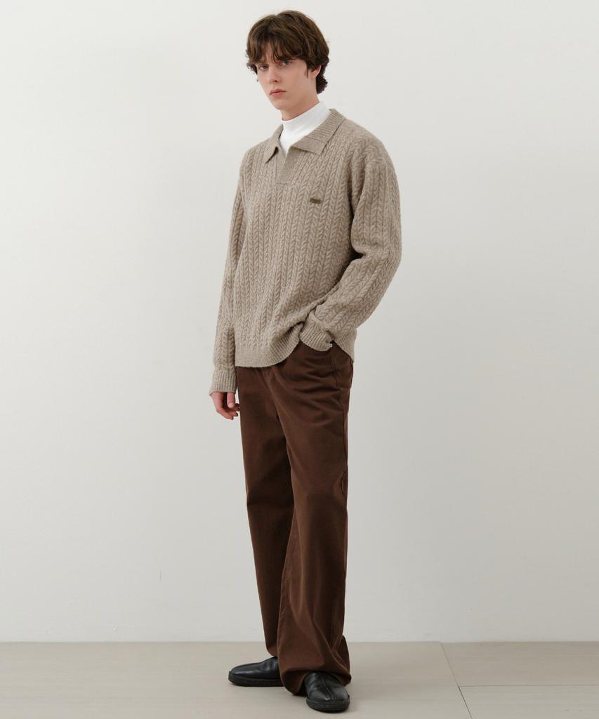 Wednesday Oasis British Cable Open Collar Knit_Beige(Wc25-Kn74)