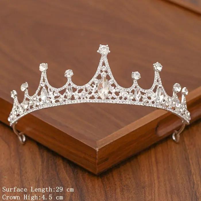 Düğün Saç Tiara Kristal gelin tacı Taç Gümüş Renk Diadem Peçe Tiaras Düğün saç aksesuarları Başlıklar Kafa Takı