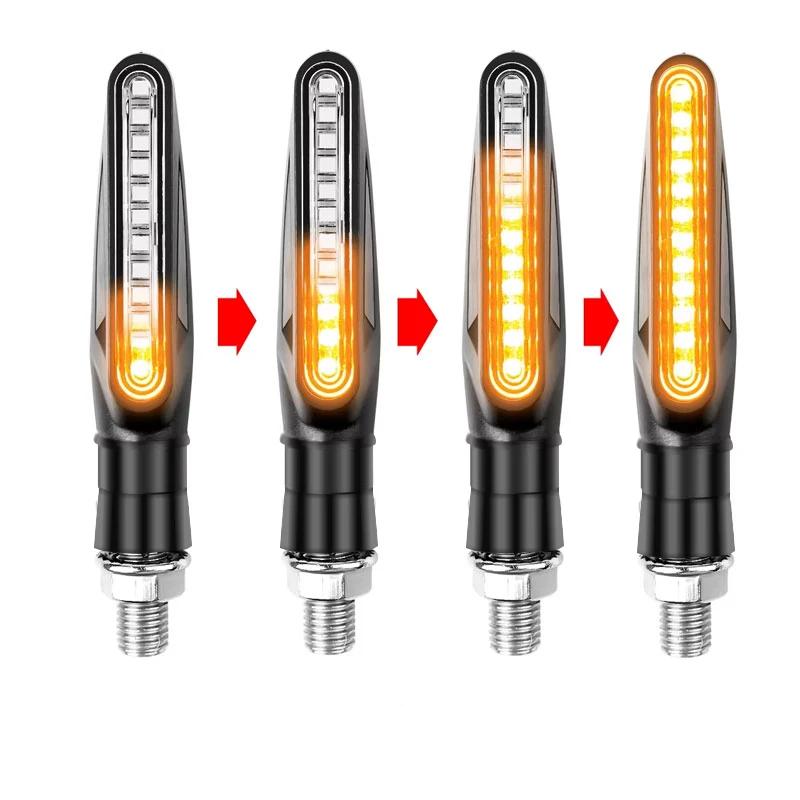 2pcs E24 LED Light 12 SMD Moto Led Flowing Water Blinker Bendable Flashing Signals Lamp Suitable for Various Motorcycle Models