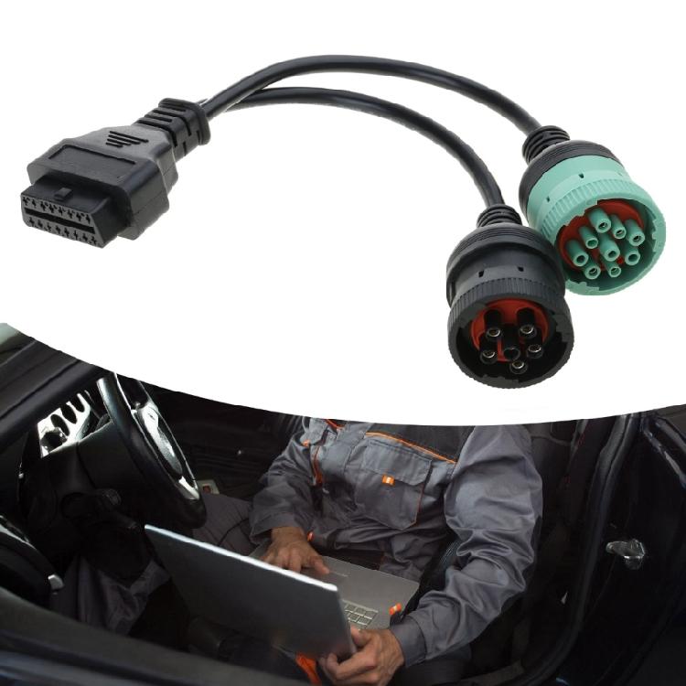 9+6pin to 16Pin Y Cable for Truck Adapter OBD J1939 J1708 J1587 Vehicles Diagnostic Adapter Converter Cable