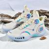 Winter Fleece and Cotton Student Sneakers Men's and Women's High-top Basketball Shoes Combat Boots Breathable Mesh