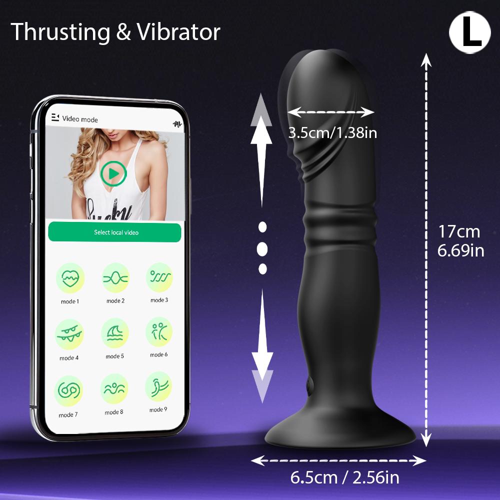 Thrusting Anal Plug Vibrator Wireless Control Prostate Massager Butt Plug Vibrating Suction Cup Dildo Adult Sex Toys for Men