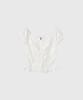 GENERALIDEA Cap Sleeve Heart Neck Shirred Blouse [White] / Wbe2L03530