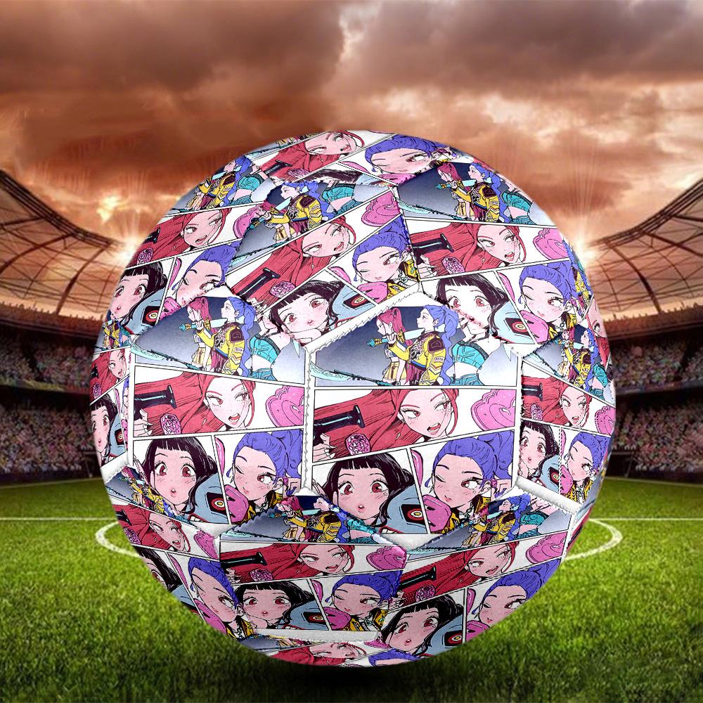 KPop Demon Hunters Print Size 5 Soccer Ball, Standard Match Football for Sports Game and Team Practice, Ideal Gift for Soccer Fans