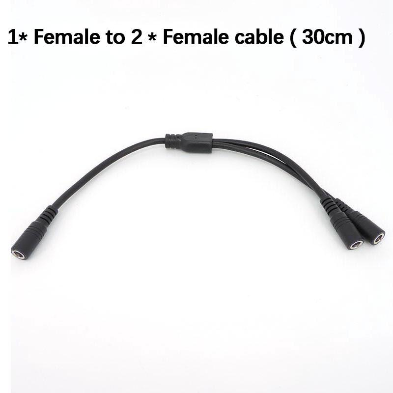 30cm DC 1 Male Female To 2 Way Male Female Power Supply Jack Splitter 5.5x2.1mm Supply Angel Cable for Strip Light 18/24awg Cord
