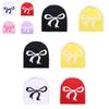 Acrylic Knitted Hat With Bow Detail For Autumn Casual And Outdoor Use