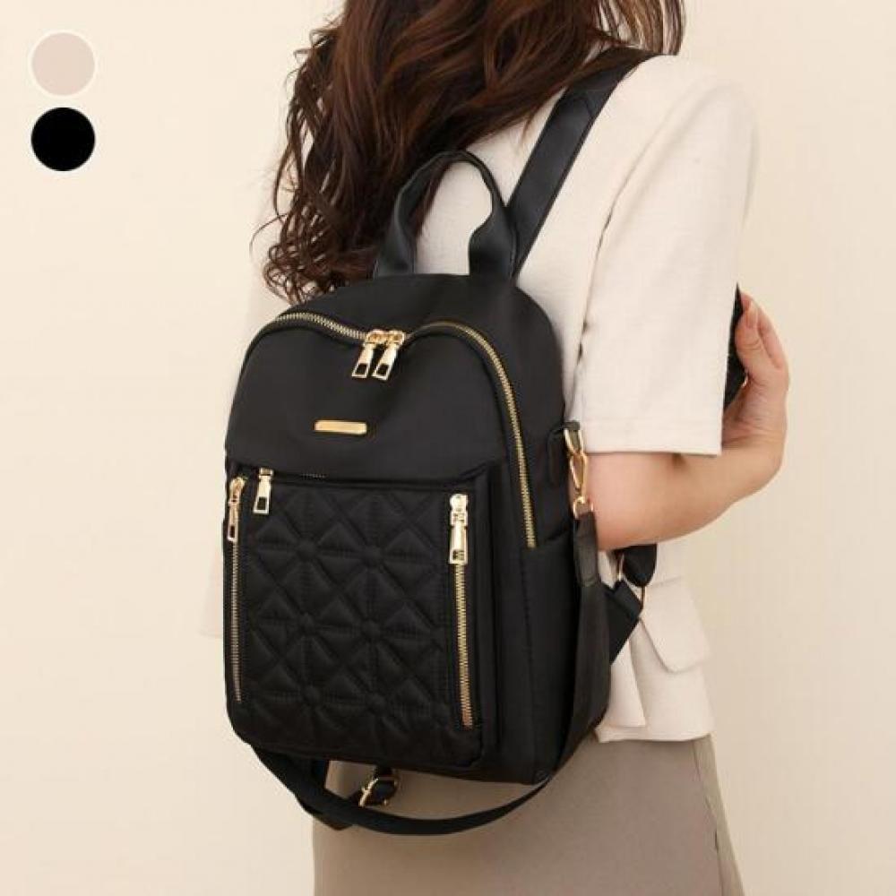 New Arrivals Open Run Women Nylon Pocket Quilting Backpack 2way Zipper