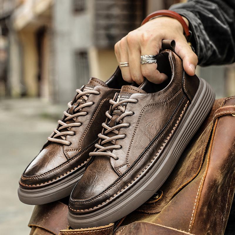 Fashion 2025 Leather Oxford Shoes High Quality Fashion Breathable Outdoor Sneakers Men Shoes Handmade Leather Casual Walking Shoes Men