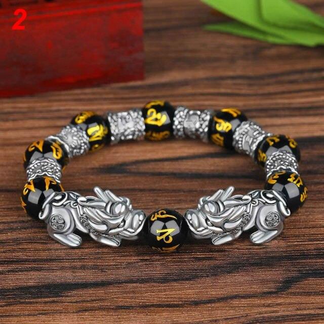 Černý obsidián Budhismus Šest slov Pixiu Pro dámy Korálkové náramky Šťastný amulet Šperky Módní náramek na zápěstí