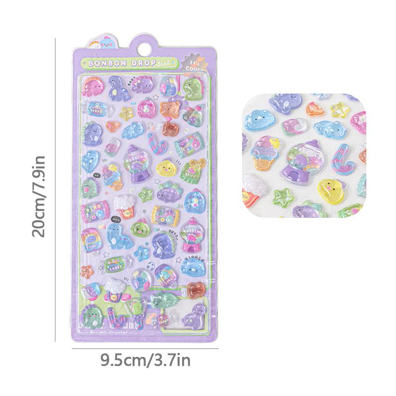 3D Cute Jelly Stickers Cartoon Animal Relief Sticker Scrapbook DIY 3D Stickers Car Refrigerator Phone Case Stickers