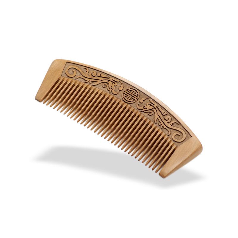 Luxury Peach Wood Comb: Double-Sided Carved Design for Straight Hair and Scalp Massage