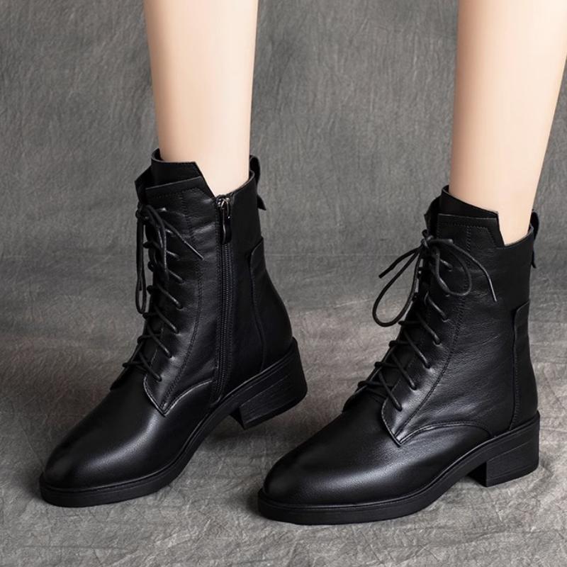 Fashion Women's Thick Ankle Chelsea Boots Retro Classic Shoes 2025 New Winter Oxford Lace Up Thick Sole Ladies Boots Casual Botas