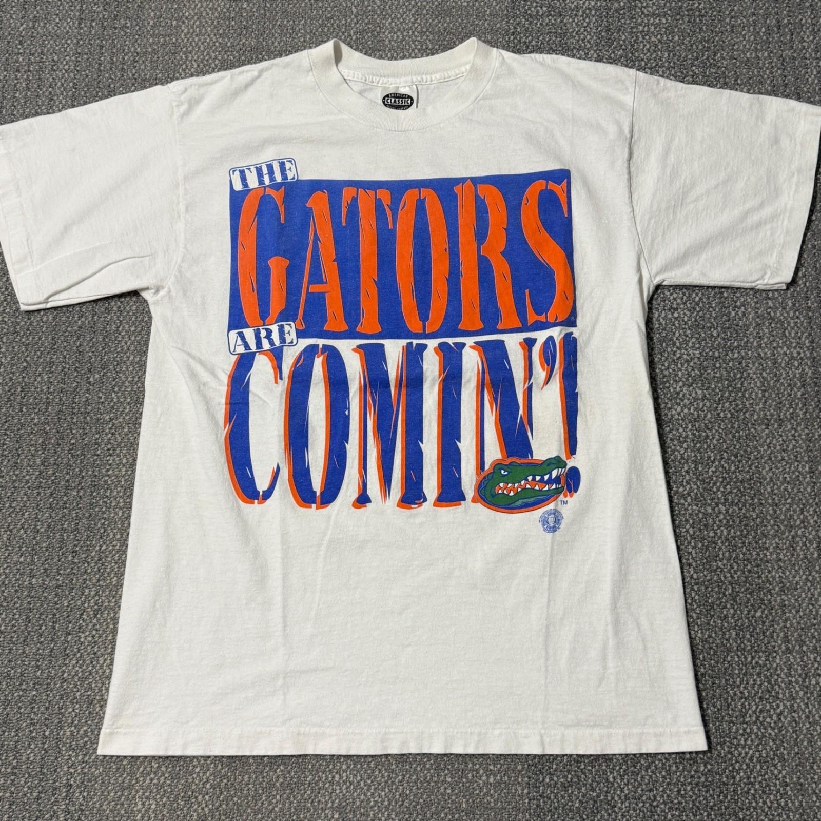 Vintage 90s University of Florida Gators Tee White Large The Gators Are Coming S