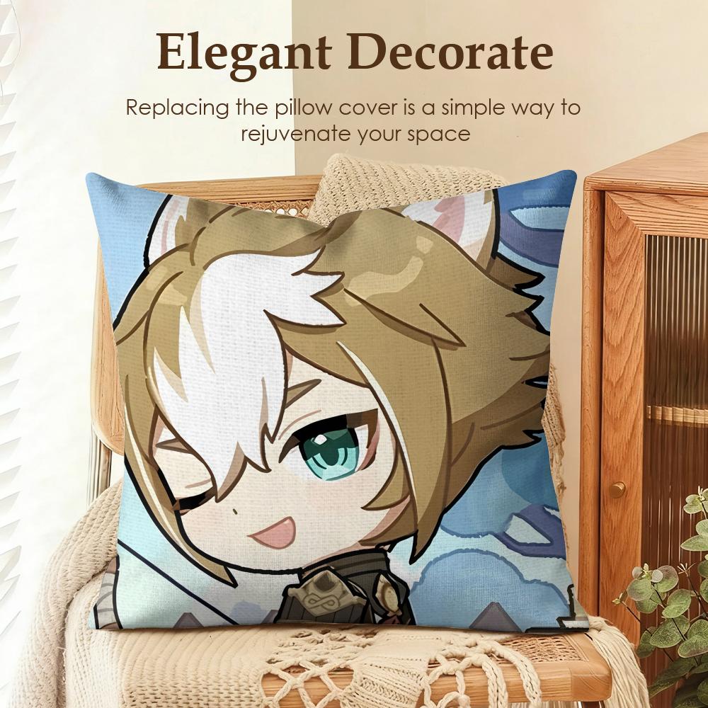 

Gorou cute genshin impact Cushion Cover Natural Linen Organic Fabric DoubleSided Printing Sofa Home Decor Gift Pillow Case 30x30cm