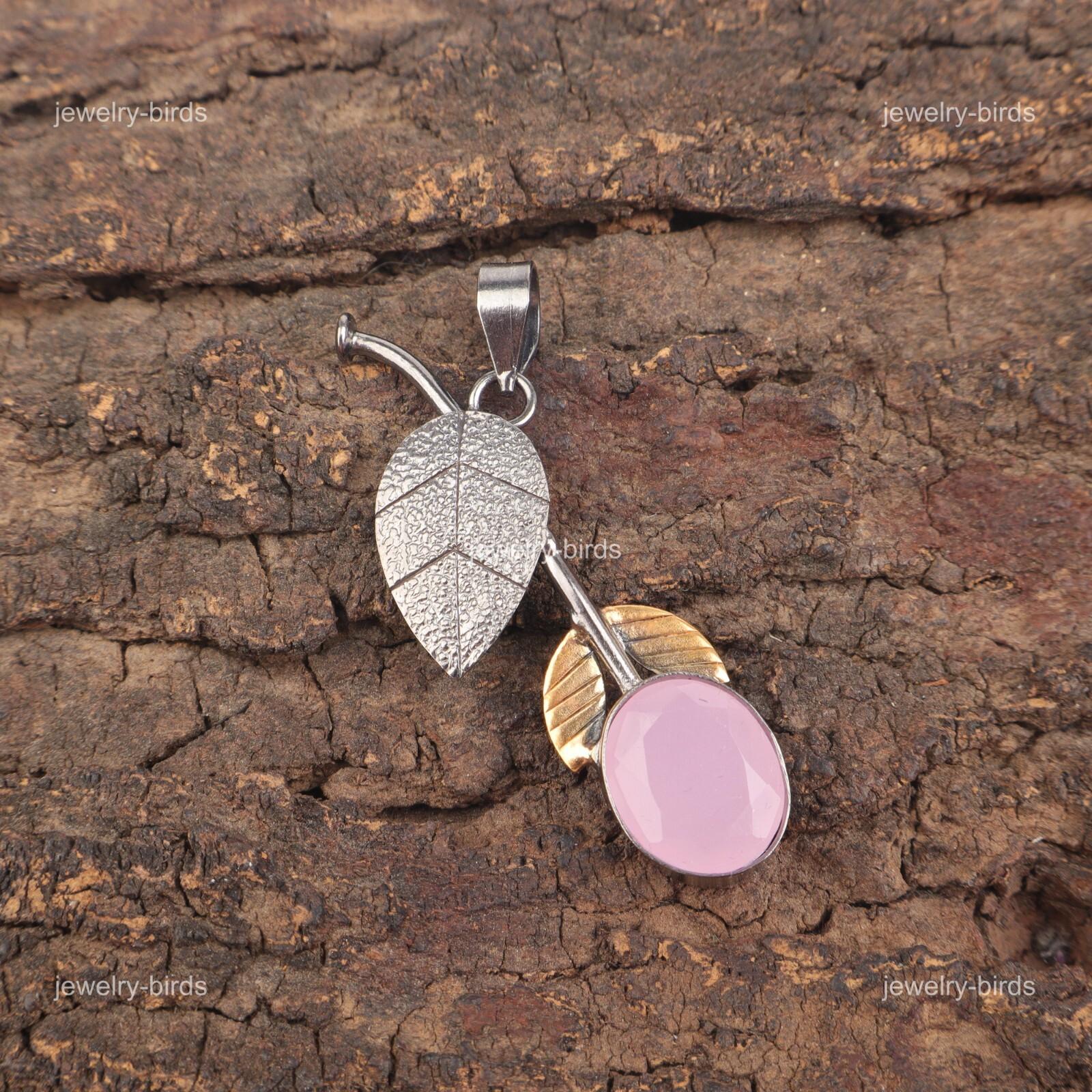 

Oval Rose Chalcedony Stone 925 Sterling Silver Birthday Gift Unique New Pendant PP-55-18