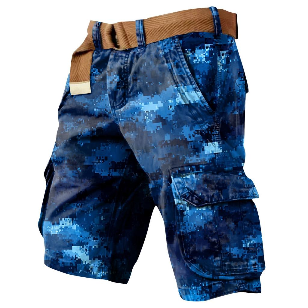 Pánské šortky pracovní oděvy s potiskem ke Dni nezávislosti a s více kapsami