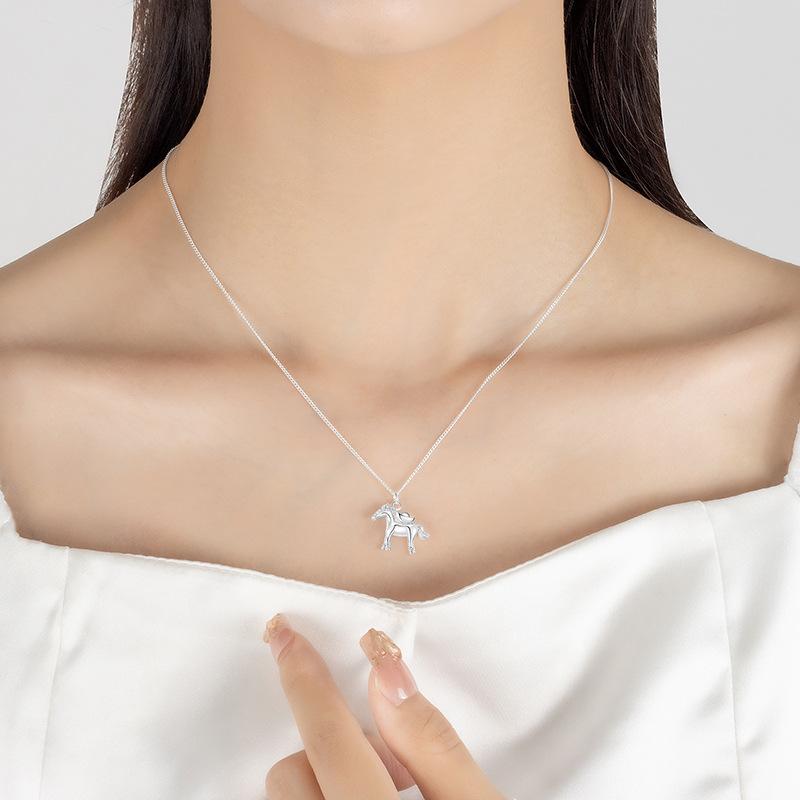 2025 New Horse Brings Wealth Zodiac Horse Necklace 3D Pony & Gold Ingot Cute Horse Pendant