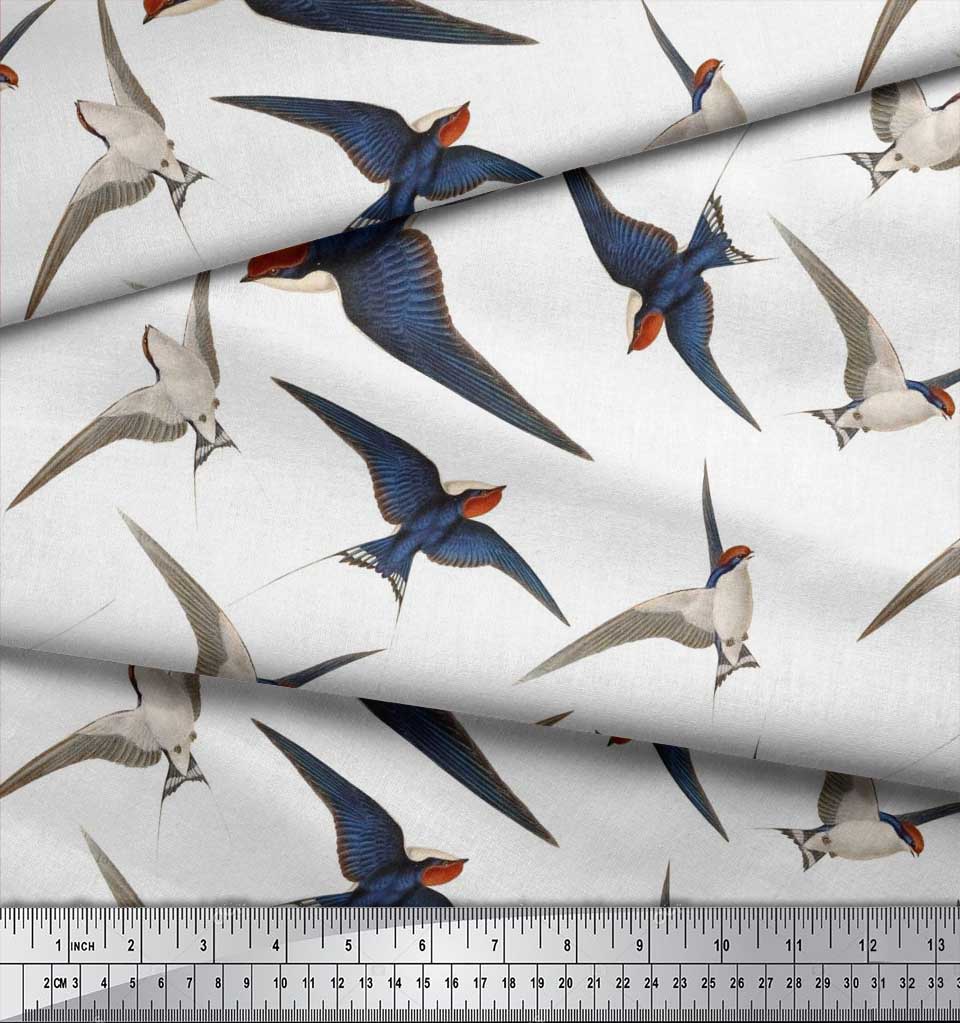 Soimoi Černá japonská krepová saténová tkanina létající datel pták tištěná řemeslná tkanina v metrech 42 palců