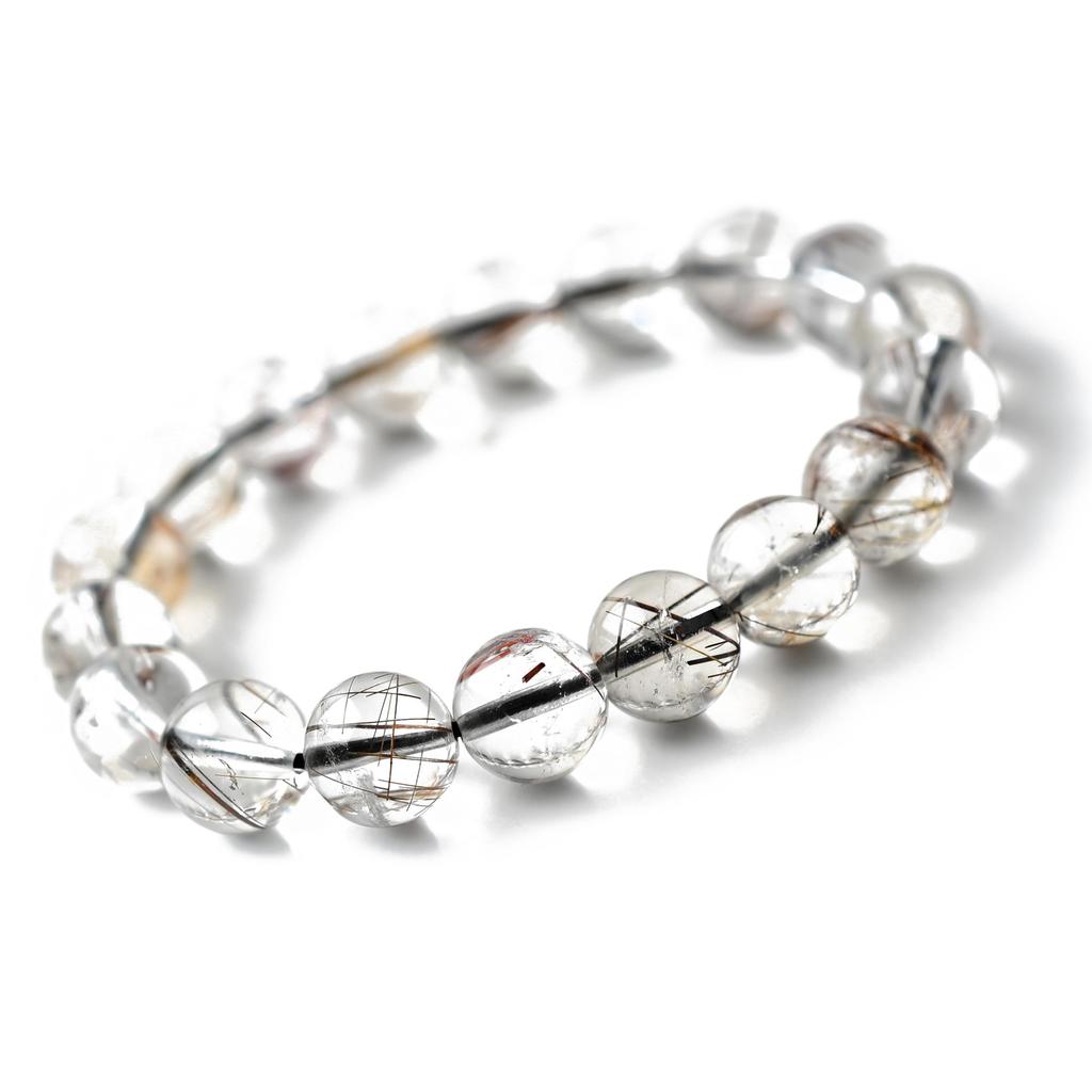 Eigado Red Rutilated Quartz 18 Inner Natural Power Good Fertility Bracelet, Beads, 11mm, Diameter Approx. 16cm, Stone, Stone, Luck, Amulet, Fortune,