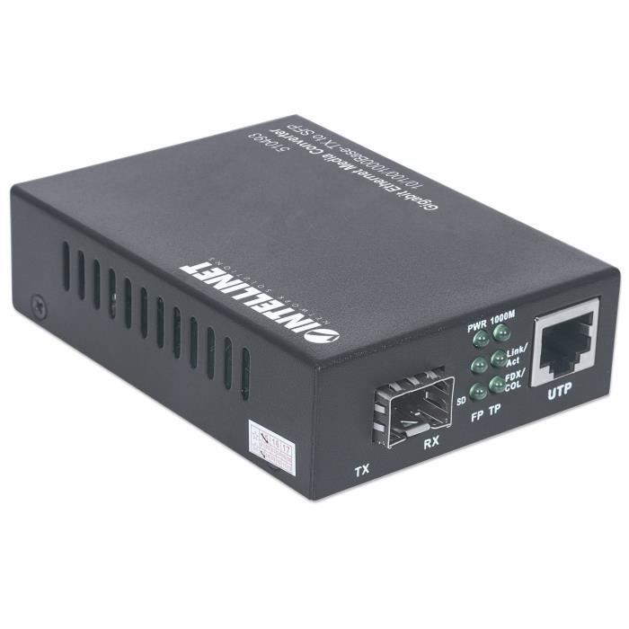 Convertisseur de support réseau - INTELLINET - 510493 - Gigabit Ethernet - SFP - Métal