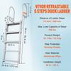 Aluminum Dock Ladder Boat Dock Ladder 66.9-78.9in Height Adjustable 5 Step