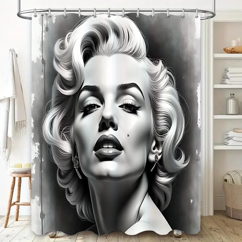 

Elegant Vintage Portrait Waterproof Shower Curtain Exquisite Home Decor Fashionable Bathroom Accessory Easy-Clean Elevate Space W60H190(CM)-1 Pcs