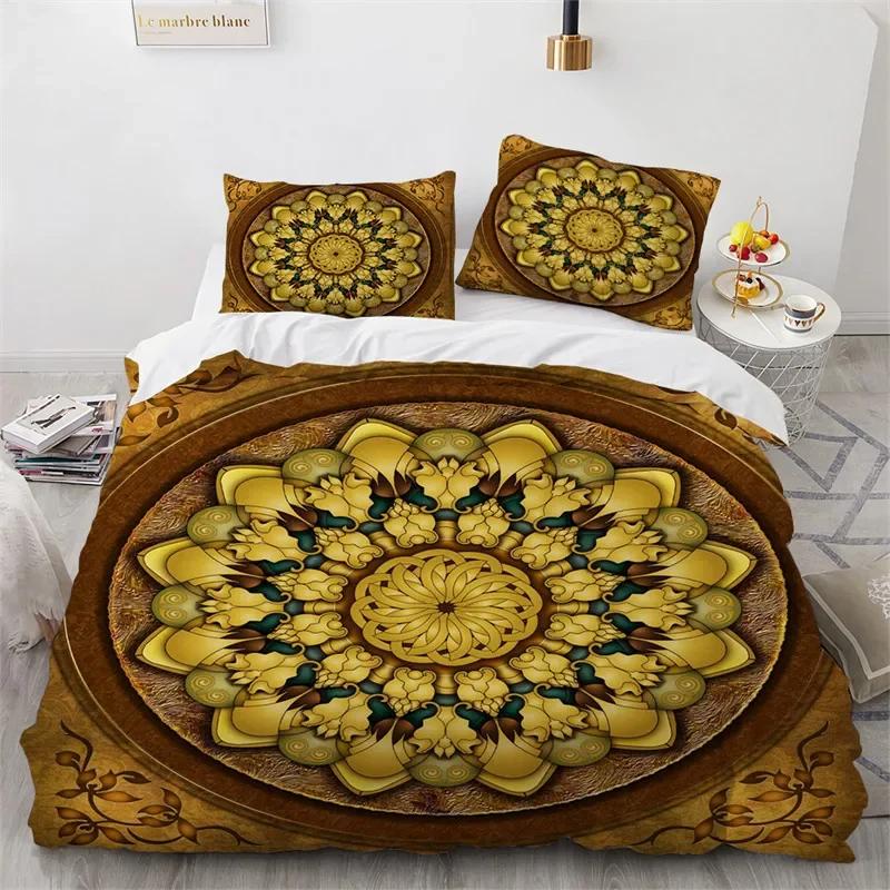 Mandala Duvet Cover Bohemia Floral Bedding Set Microfiber Exotic Flower Comforter Cover King Queen For Girls Adult Room Decor