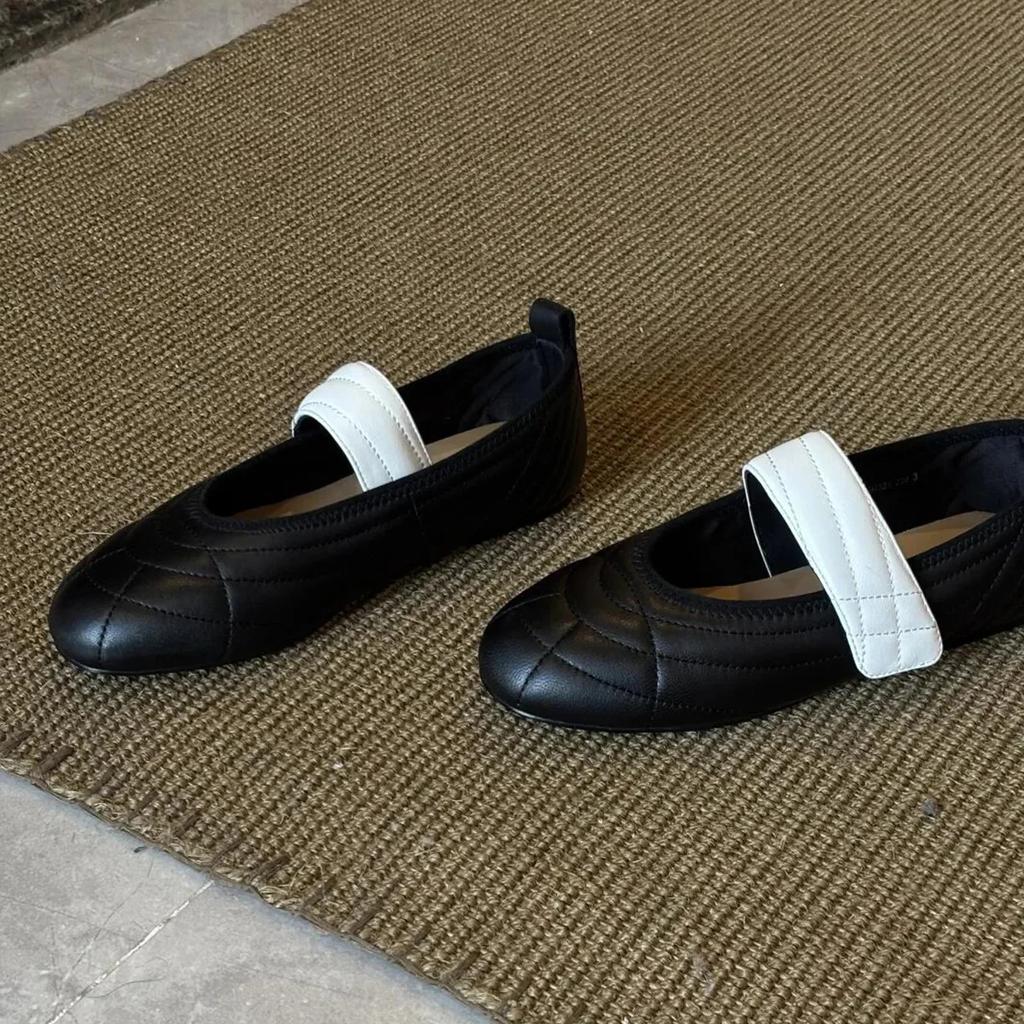 Fashion Sheepskin Version Mary Janes Women's Low Cut Round Toe Casual Sporty Shoes Rubber Upgraded Comfortable Insoles Fashionable