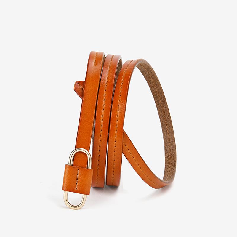 Women's Soft Leather Belt Cowhide Belt Genuine Leather Thin Belt Without Punching Leather