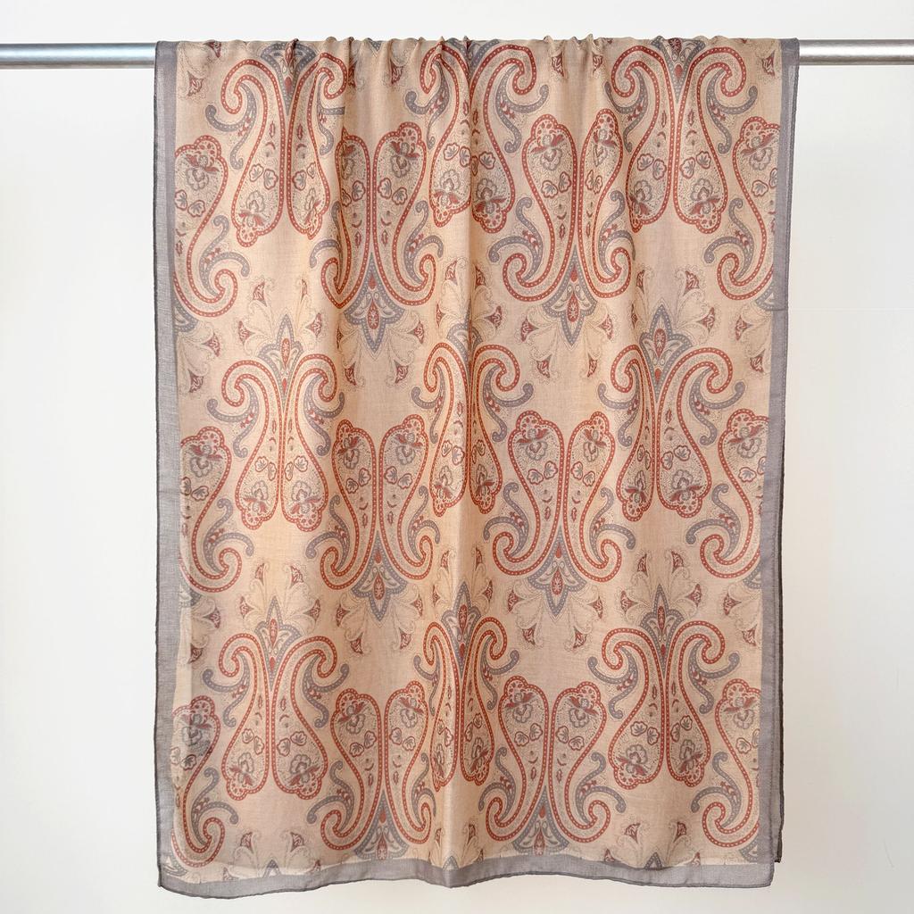 New Cotton and Linen Long Towel Travel Photography with Thin Shawl Fashionable Retro Cashew Flower Printed Long Towel