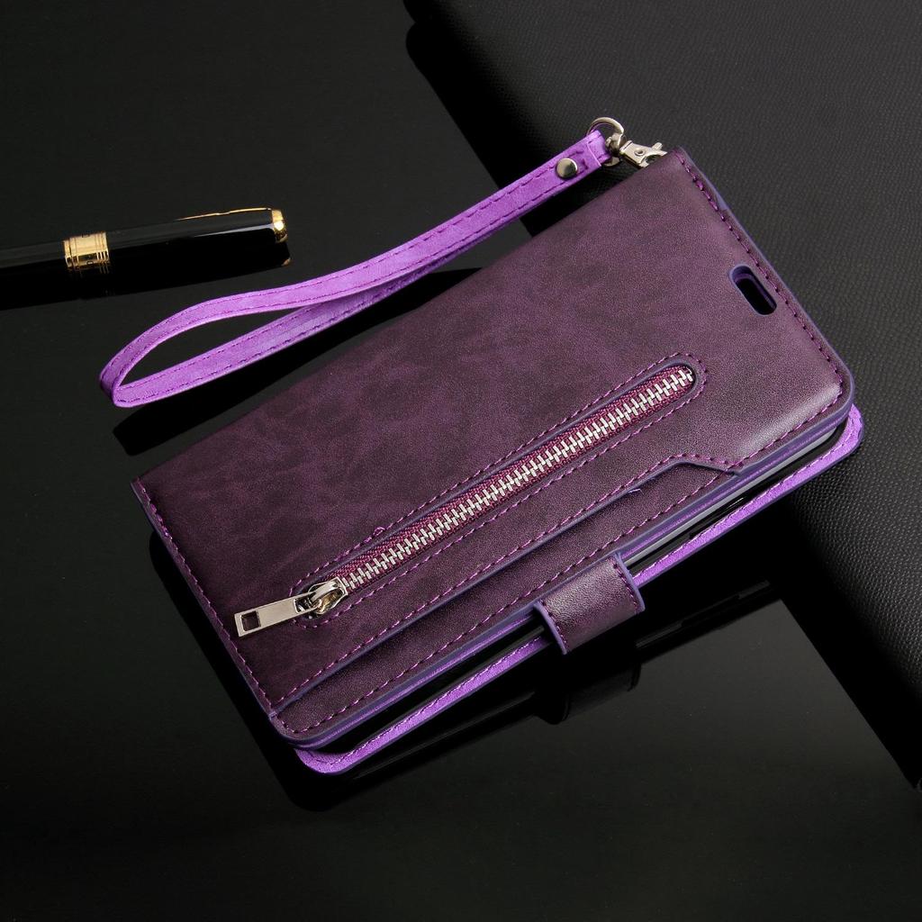Multi-Function Leather Phone Case for iPhone 14, 13 Pro, Samsung S23U with Nine-Carat Zipper