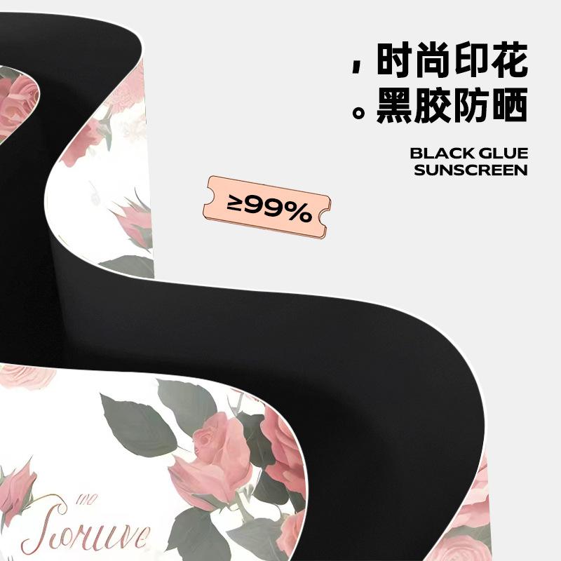 Dreifach faltbarer, handgeöffneter, kleiner, frischer Wetter- und Regenschirm, faltbarer digitaler Vinyl-Sonnenschirm