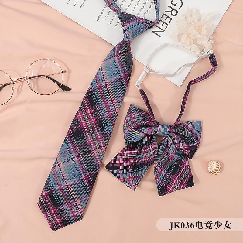 Jkdk Japanese Korean Version Of Striped College Style Red Cyan Gray Blue Shirt Men'S And Women'S Accessories Free Tie Tie Set